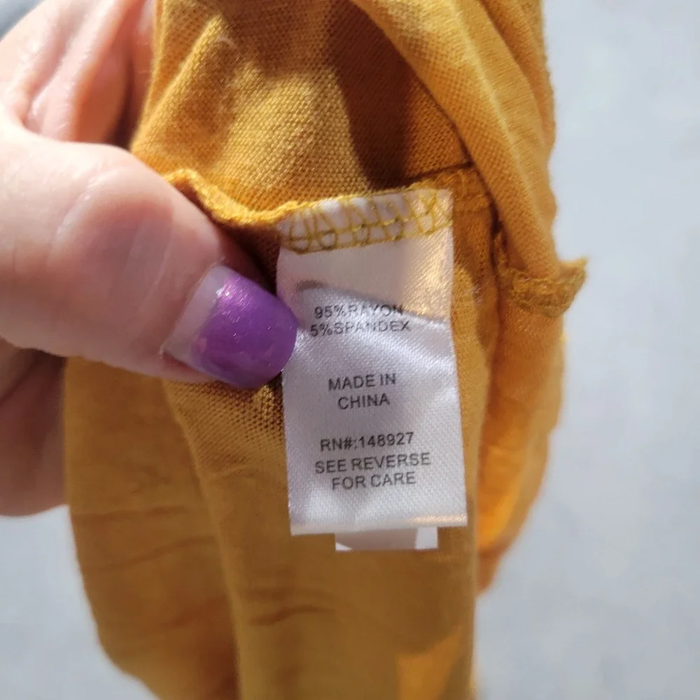 Glitz T-Shirt Girls Size M Mustard Yellow Pocket Lattice Back Strappy Casual SEO